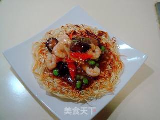 鲜虾焦香焙面的做法步骤：9