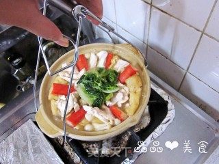 鸡肉豆腐味增锅的做法步骤：12