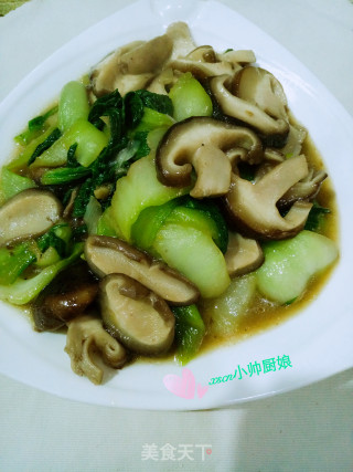 清炒油菜香菇片的做法