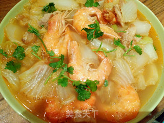 冬季时令菜-白菜炖大虾的做法