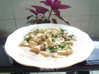 香菜肉末豆腐的做法步骤：12