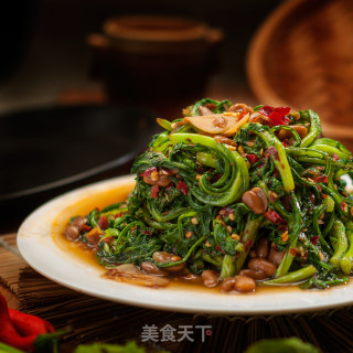 水豆豉炒茼蒿菜的做法