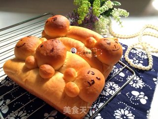 花生酱挤挤卡通汤种面包的做法