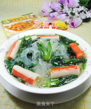 蟹肉棒菠菜煮粉丝的做法