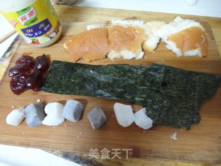 紫菜面包糯米卷——零食的再利用的做法步骤：1