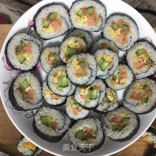 鸡蛋火腿紫菜卷的做法