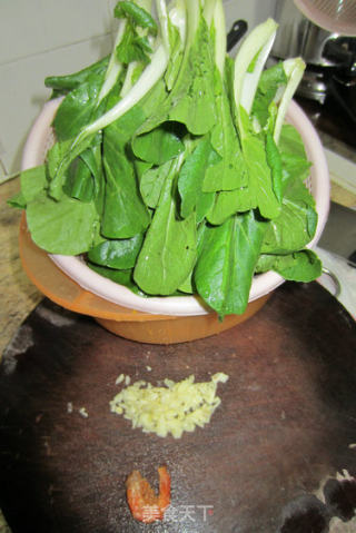 蒜香虾油炒小白菜的做法步骤：2