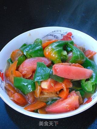 家常小炒---【番茄青椒片】的做法步骤：10
