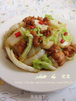 【家常菜】辣炒白菜鸡丁的做法步骤：13