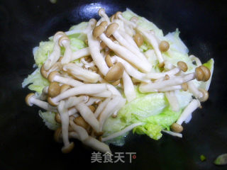 海米蟹味菇烩粉丝白菜的做法步骤：6