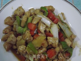 沙茶酱爆鸡丁的做法步骤：8