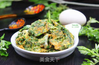 艾叶煎蛋的做法