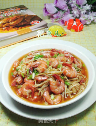 金针菇炒海虾的做法