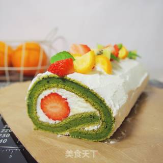 五彩抹茶水果蛋糕卷的做法