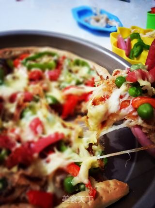 肉松鱿鱼披萨的做法