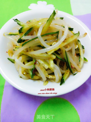 凉拌翡翠白玉条（凉拌豆芽黄瓜）的做法