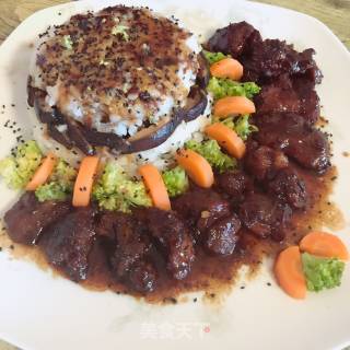 夹心蒜茸香菇照烧鸡腿饭的做法
