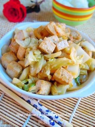 简单家常菜——白菜帮烧豆腐的做法步骤：12