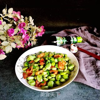 培根炒蚕豆的做法