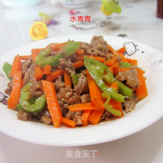 青椒胡萝卜鲜牛肉丝的做法