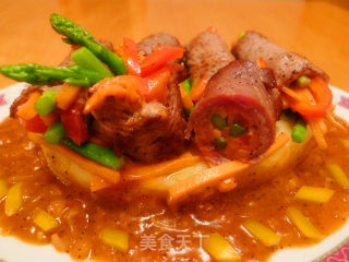 牛肉杂菜卷+薯蓉的做法步骤：12