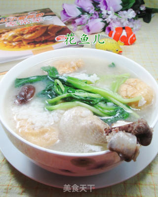 鸡毛菜香菇鸡腿泡饭的做法