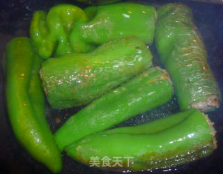 尖椒酿肉的做法步骤：3