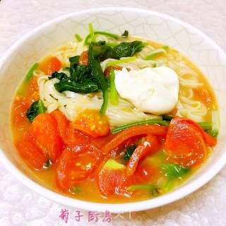 炝锅西红柿菠菜面的做法