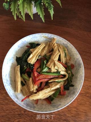 菠菜腐竹的做法
