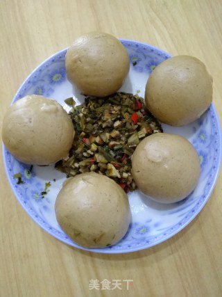 香菇雪菜豆干荞麦包的做法