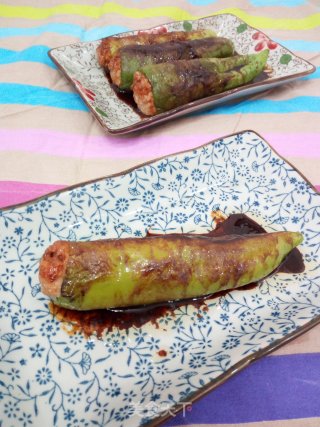 虎皮尖椒酿肉的做法