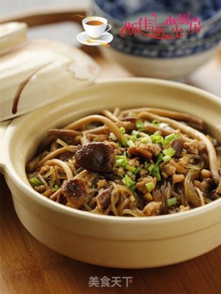 肉末茶树菇粉丝煲的做法