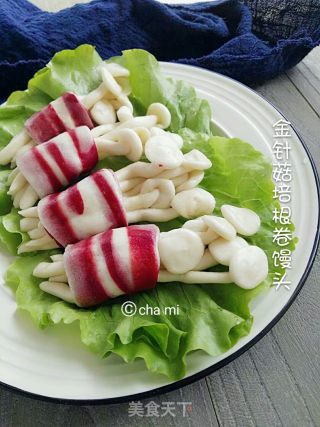 金针菇培根卷馒头的做法