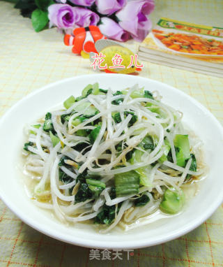 青菜炒绿豆芽的做法