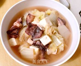 白菜豆腐炖笔管鱼的做法