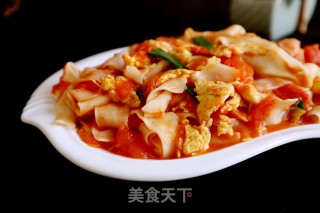 番茄鸡蛋炒宽面的做法