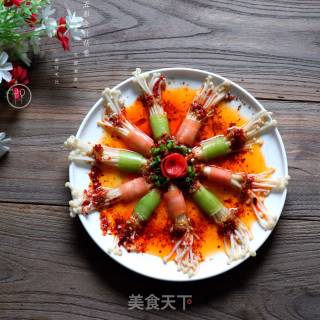 五彩金针菇卷的做法