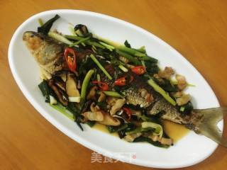 蒜苗焖乌鱼的做法