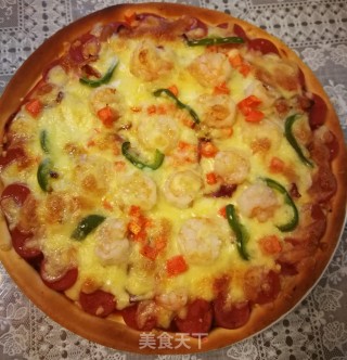 培根虾仁披萨的做法