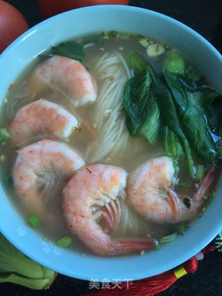 青菜虾仁面的做法
