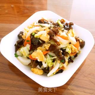 白菜木耳炒鸡蛋的做法