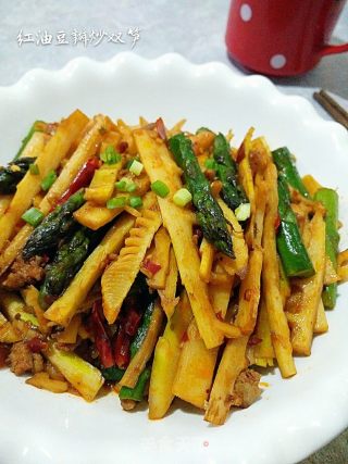 红油豆瓣酱版炒双笋的做法