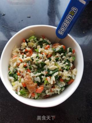 猪肉菠菜炒米的做法