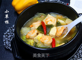 虾仁白菜豆腐海带汤的做法