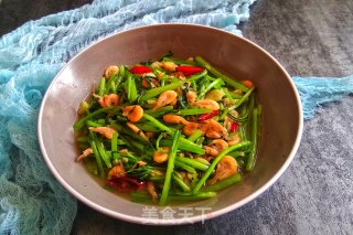 茼蒿炒磷虾的做法