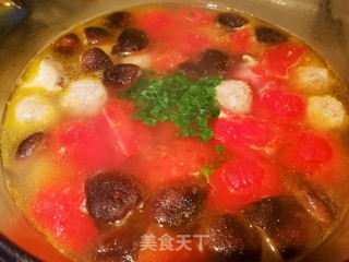 番茄蘑菇肉丸子三鲜汤的做法
