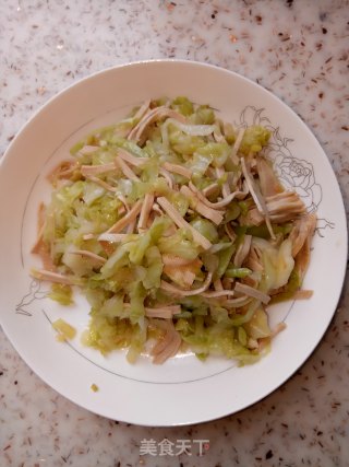 甘兰炒豆腐丝的做法