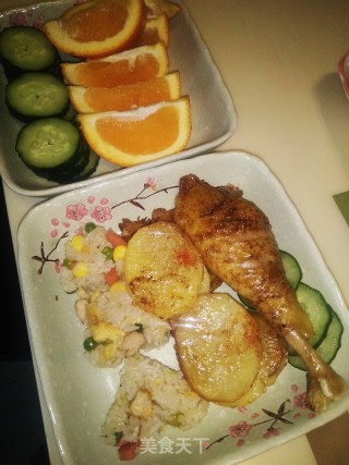 鸡排鸡腿饭便当的做法