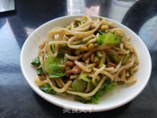 蒜苔肉丝炒拉条的做法