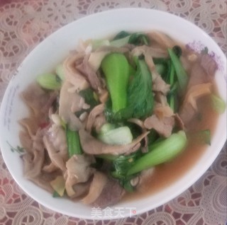 平菇油菜炒肉片的做法